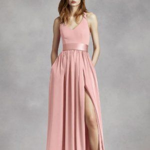 NWT White by Vera Wang V Neck Halter Gown Dress in Ballet